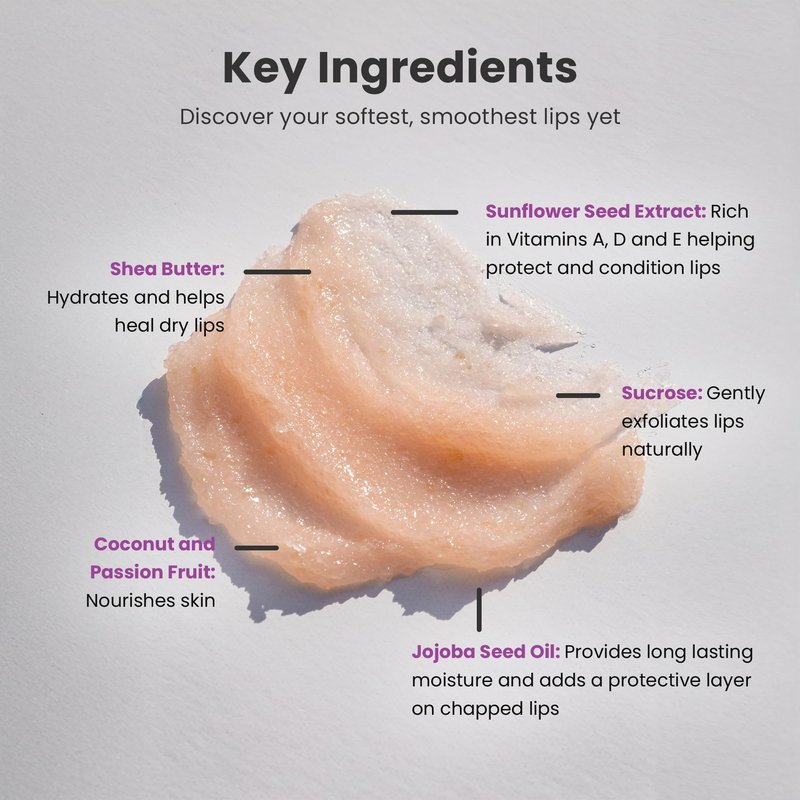 Dermasuri - Lip Exfoliator Scrub & Moisturizer - Sugar Scrubs, Overnight Hydration & Softening - Brighten & Soften Dark Lips For Men & Women -Soothing Dryness -Coconut Passion Fruit Flavor - 20g/0.7oz