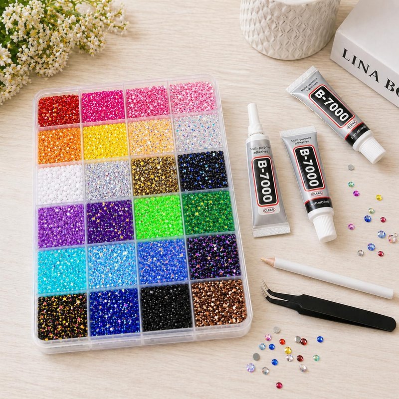 Jelly Rhinestones Bedazzling Kit - 32,000PCS 3mm Flatback Resin Gems for Nail Art, Crafts & Clothing