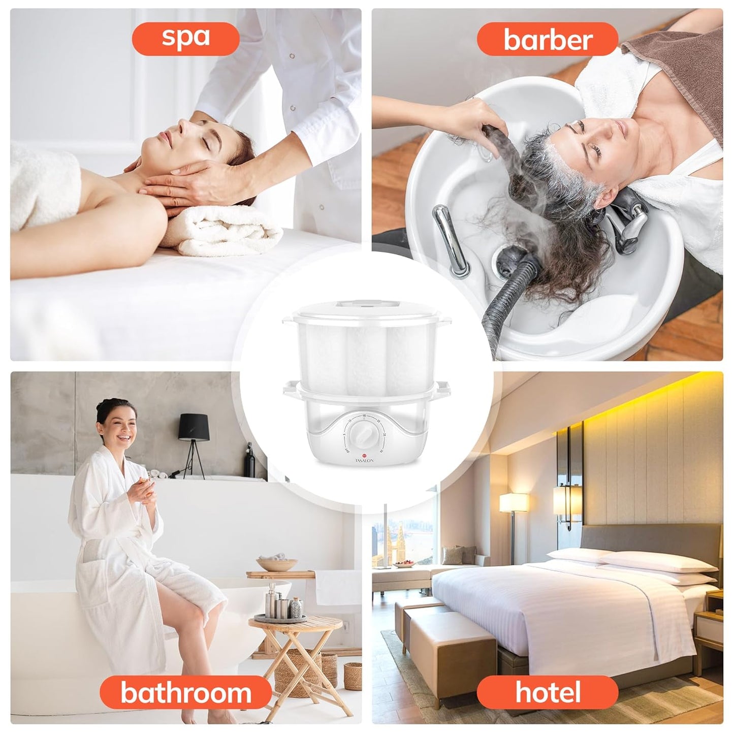 TASALON White Hot Towel Steamer - Quick Heating Facial Towel Warmer | Portable Spa Equipment with Aromatherapy