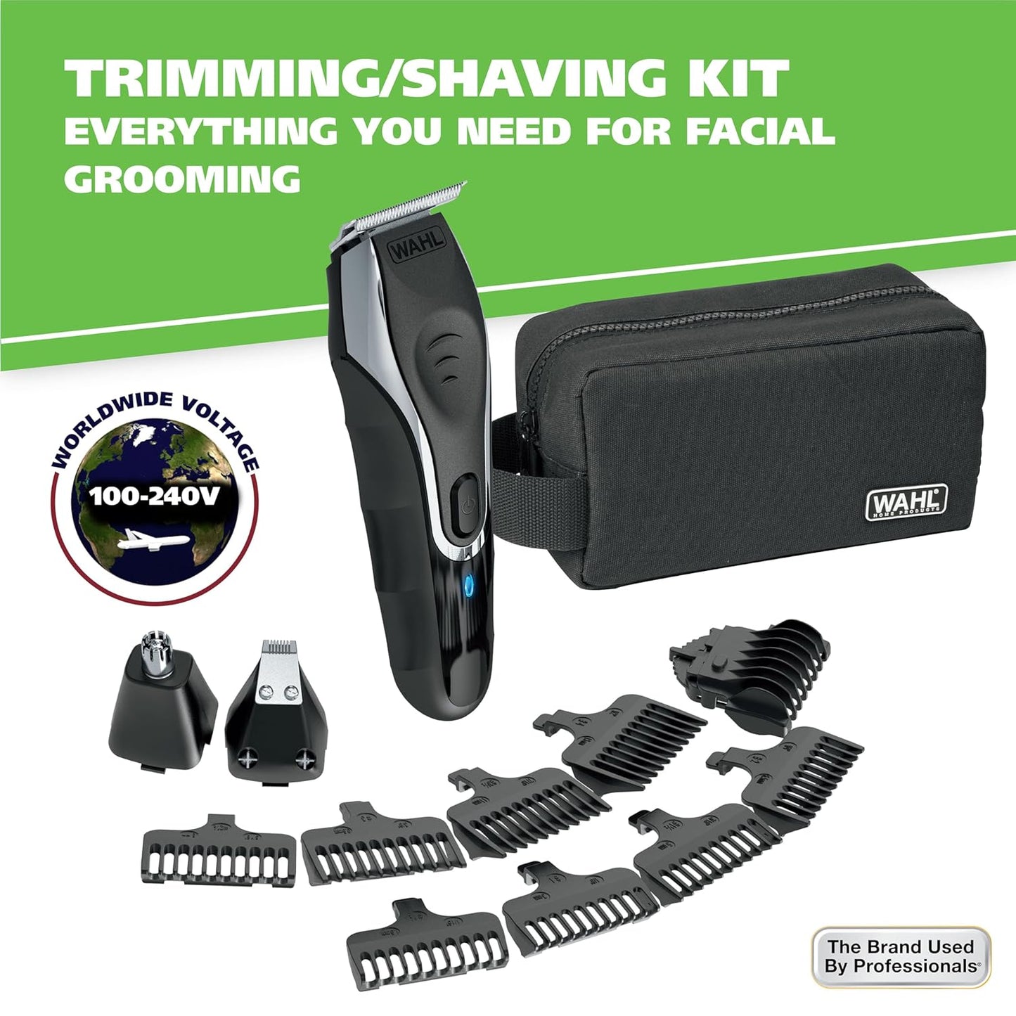 Wahl Aqua Blade® Rechargeable Wet/Dry Beard Trimmer - Lithium-Ion, Interchangeable Heads for Hair & Body Grooming | Model 9899-100