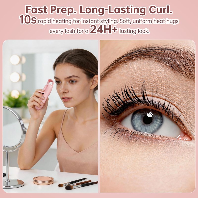 Heated Eyelash Curler,Portable Electric Heated Lash Curler Type-C Rechargeable Travel Eyelash Curlers with Heat Sensitive Silicone Pad,2-Level Adjustable Temp and Long-Lasting Natural Curves (Pink)