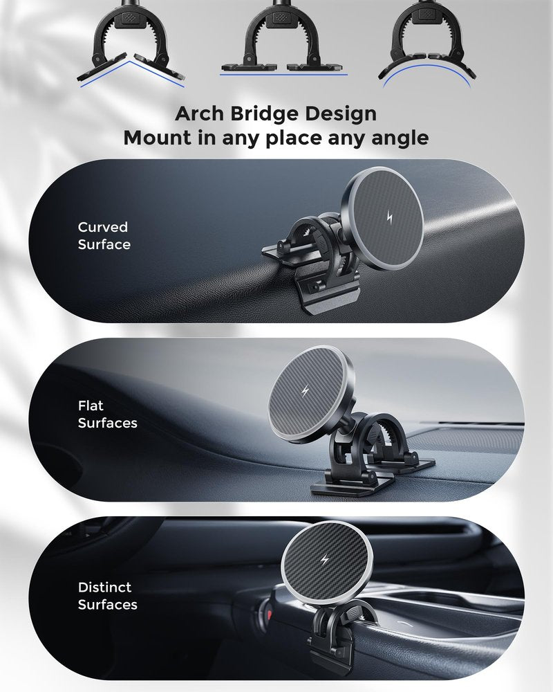 Estbuc 2-in-1 15W Magsafe Car Mount Charger, Magnetic Wireless Car Charger, 360° Dashboard & Air Vent Phone Mount, Phone Holders for Your Car, Car Accessories for Men Women for iPhone 17-12