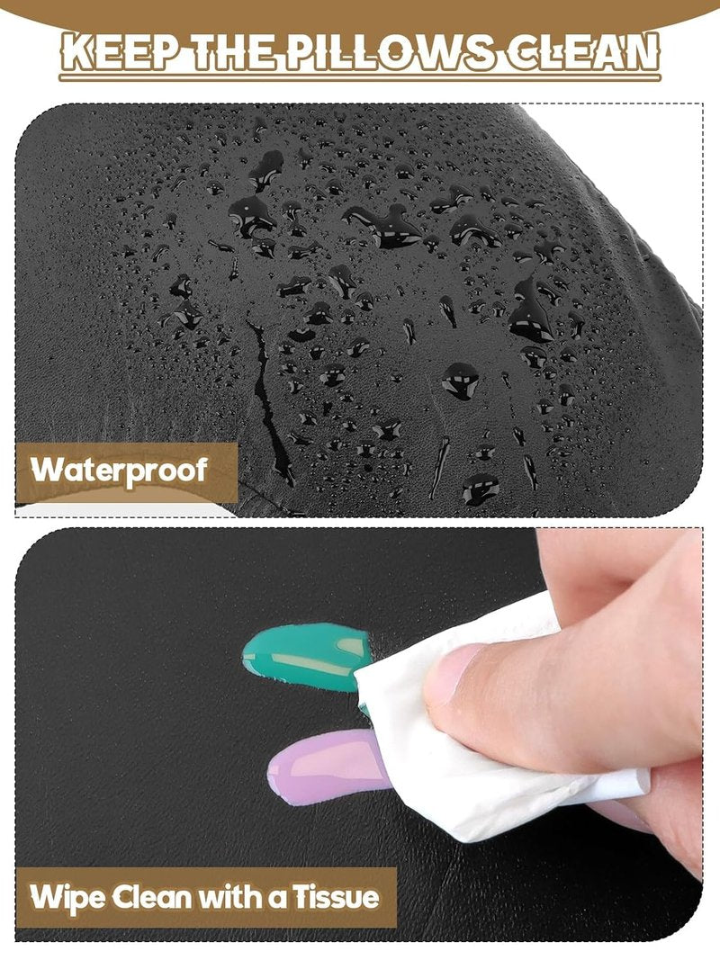 Nail Arm Rest Covers - Set of 2 Premium PU Leather Protectors | Waterproof Black for U-Shaped Manicure