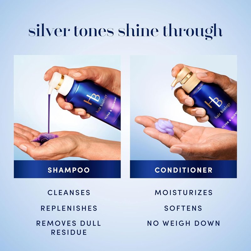 Biotin-Infused Purple Shampoo & Conditioner Set - Anti-Brassiness for Grey Hair | 12.8 Fl Oz Each, 2 Pack