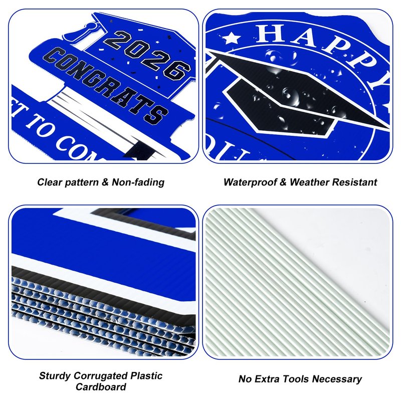 Graduation Decorations 2026 12Pcs Graduation Yard Signs Class of 2026 Outdoor Waterproof Congrats Grad Sign with Stakes for kindergarten K-12th College Any Grade Blue