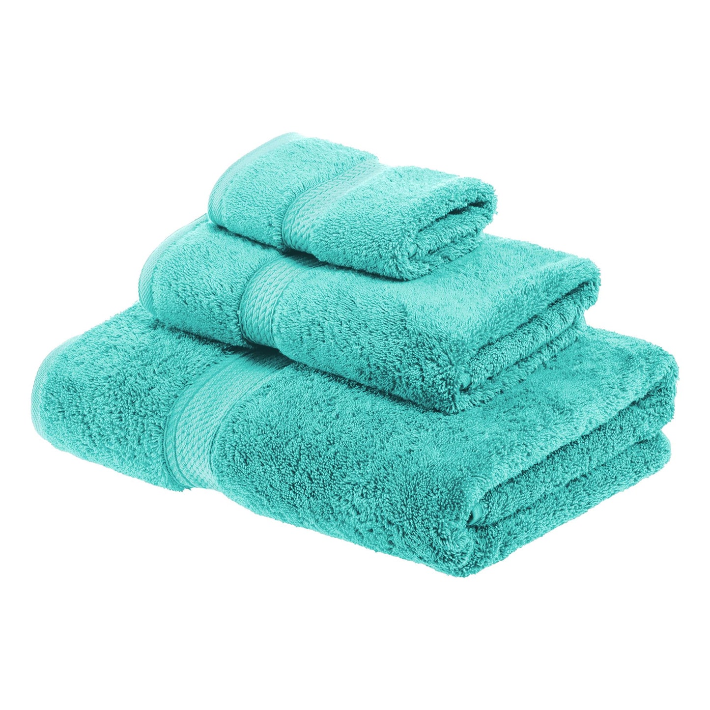 SUPERIOR Egyptian Cotton Pile 3 Piece Towel Set, Includes 1 Bath, 1 Hand, 1 Face Towel/Washcloth, Ultra Soft Luxury Towels, Thick Plush Essentials, Guest Bath, Spa, Hotel Bathroom, Turquoise
