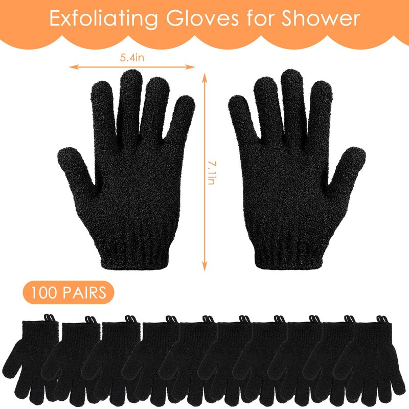 FoldTier 200 Pcs Exfoliating Gloves Bulk for Shower Body Double Sided Gloves Exfoliating Bath Mitt with Hanging Loop Bath for Women Men Bathing Skin Scrubber Accessories Beauty Spa(Multicolor)