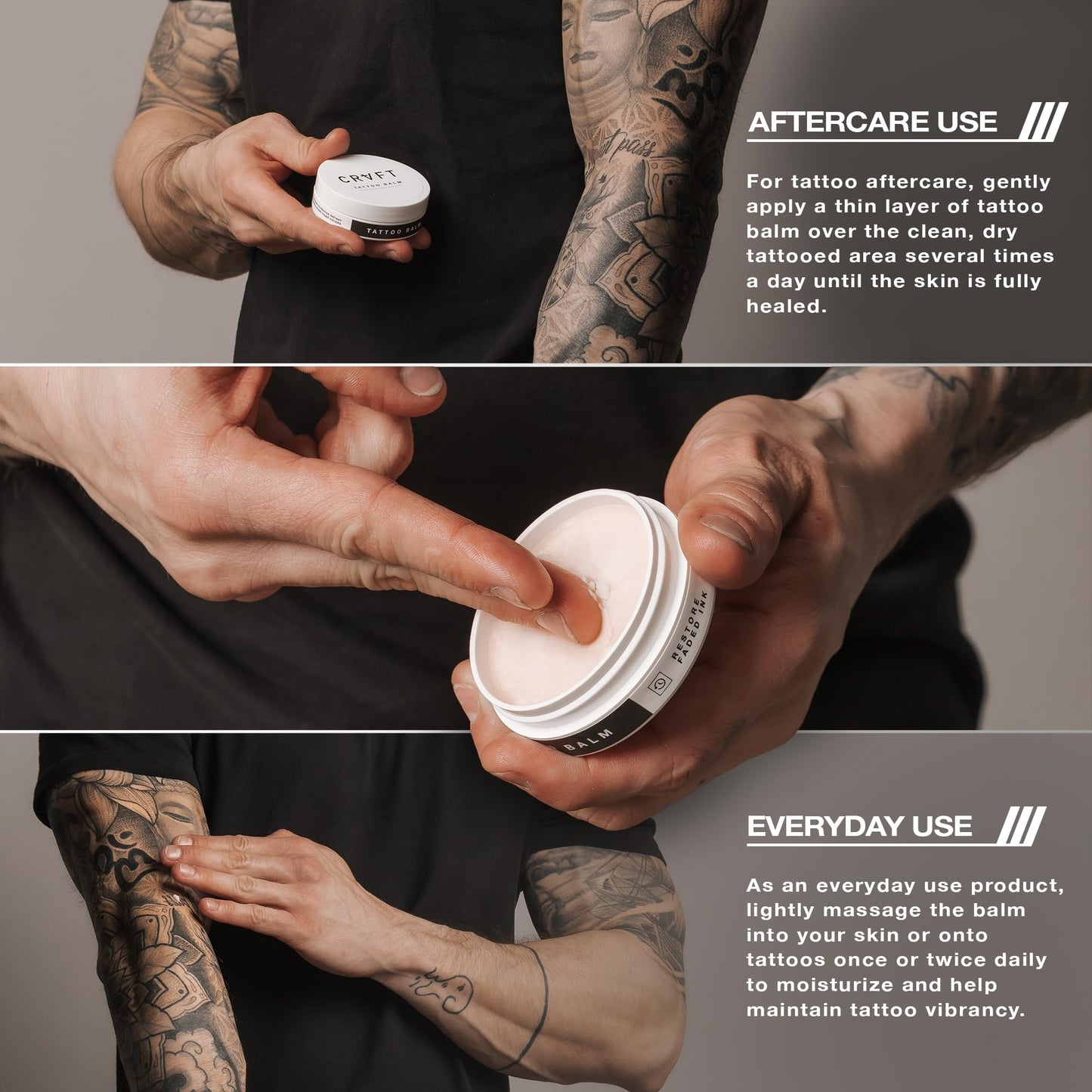 CRVFT Tattoo Balm Aftercare 1oz - Travel Size Tattoo Lotion, For Healing New & Brightening Older Tattoos - Safe Healing - Revive Tattoos (Scented)