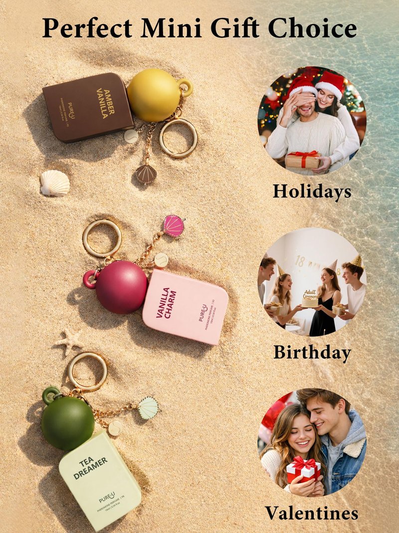 PUREU Zesty Ginger Amber Pheromone Perfume Oil for Women & Men, Long Lasting Skin Scent Cologne Roll On with Clip-On Keychain, Portable Travel Size Fragrance for On-the-Go & Workout, 10ml (0.34 fl oz)
