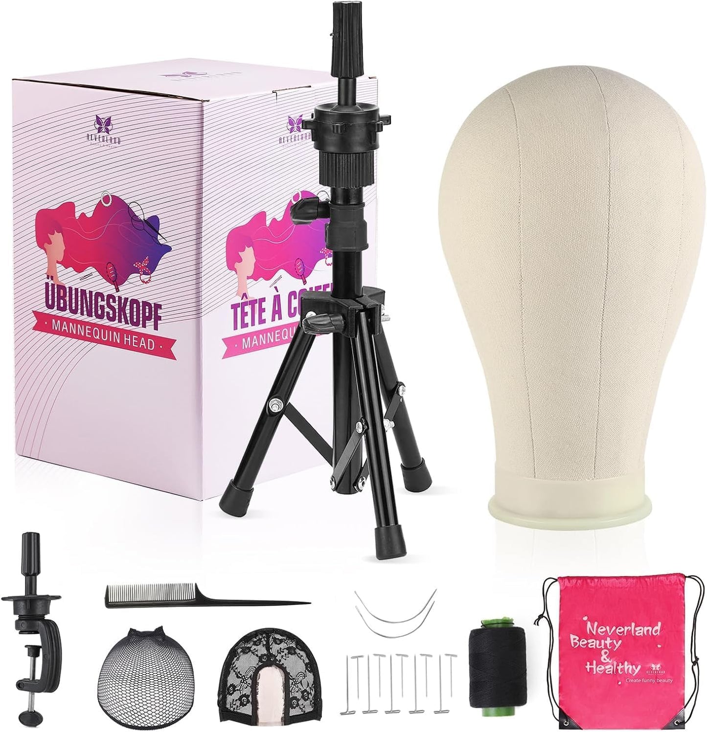 Wig Stand - Adjustable Canvas Mannequin Head for Heavy Wigs | Styling & Display