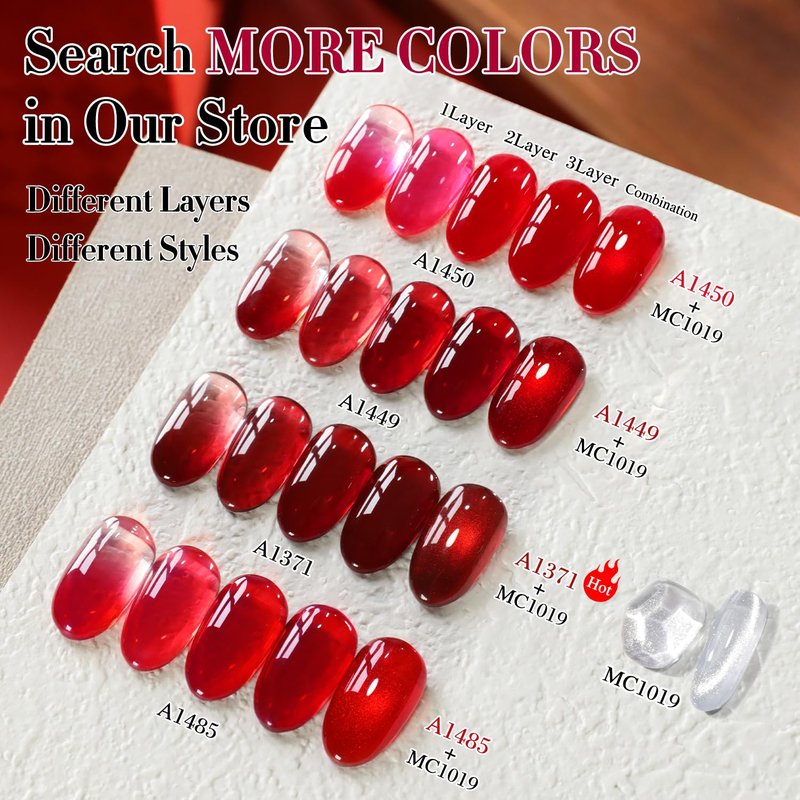 Double Rhythm 15 ML Dark Burgundy Gel Polish Pure Sheer Same Color Same Bottle Gel Polish Art Manicure Salon DIY at Home for Women (Jelly Red-A1371)