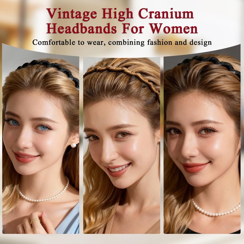 5Pcs Zig Zag Headbands,Retro High Skull Headband,New U Shape Fashion Tooth Hair Comb Headband,Vintage High Cranium Headbands,Hairs Bands with Teeth Hoop For Women and Girls,Girls Hair Accessories