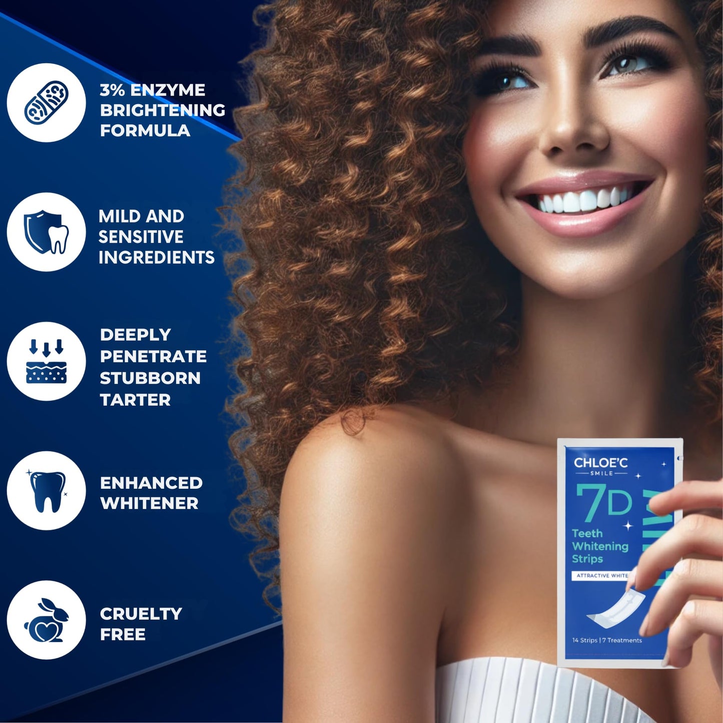 Teeth Whitening Strips | 14 Strips - 7-Day Mint-Flavored Treatments for Sensitive Teeth | Non-Toxic Whitening Strips | Enamel Safe & Peroxide-Free | Removes Stains in 7 Days | Teeth Whitening