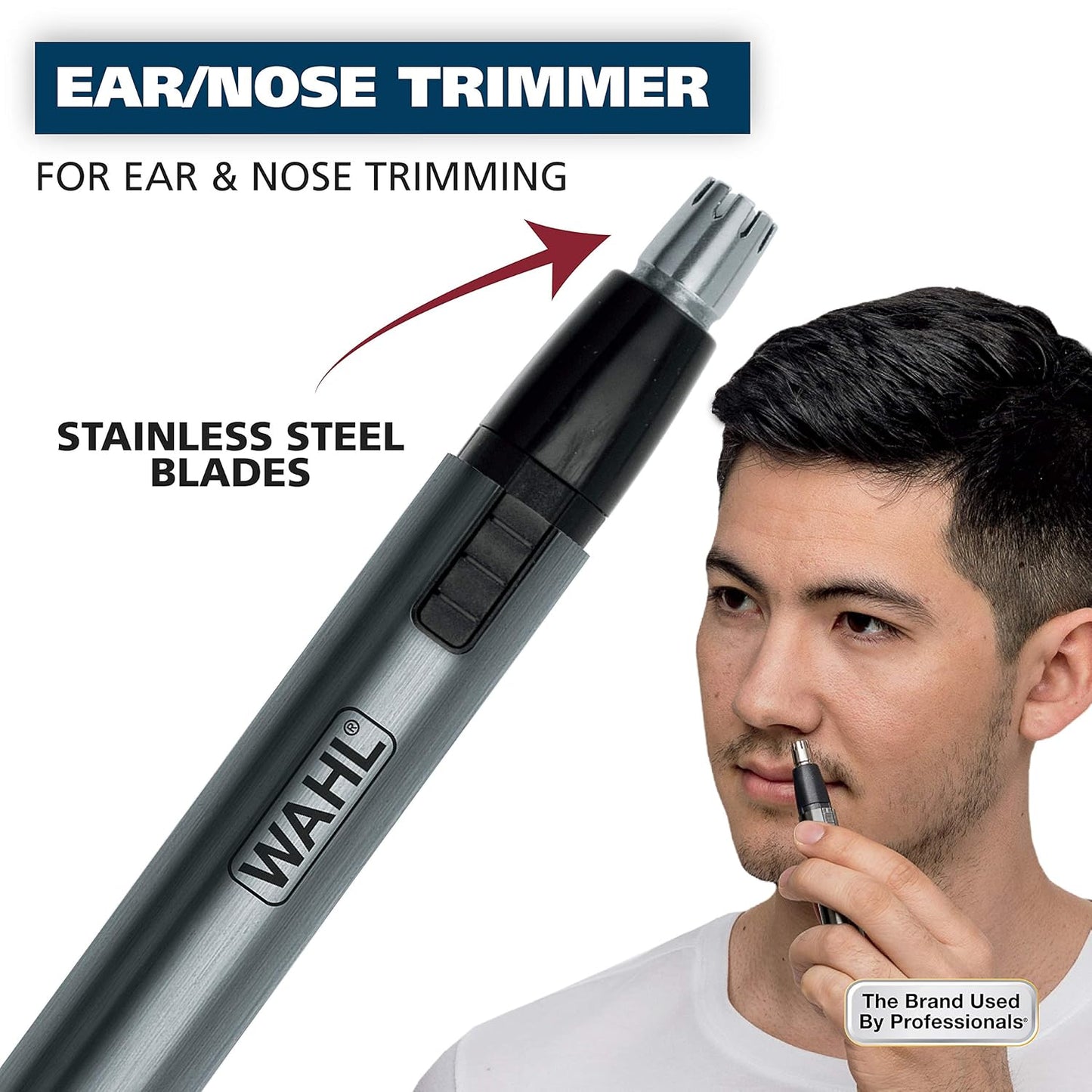 Wahl Micro Groomsman Personal Trimmer - Battery Powered Facial Detailing Tool | Rinseable & Interchangeable Heads