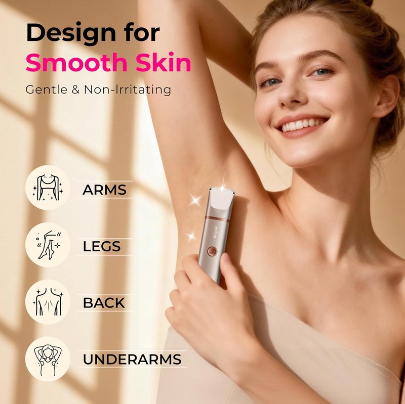 Skiennix Bikini Trimmer for Women - Dual Head IPX7 Waterproof Electric Razor for Body Hair (Gold)
