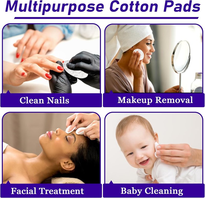 Premium Cotton Pads for Face, 300 Count Round Makeup Remover Pads, 100% Pure & Natural Organic Cotton Rounds, Lint-Free Facial Pads Cleansing Cotton (100 Count (Pack of 3))