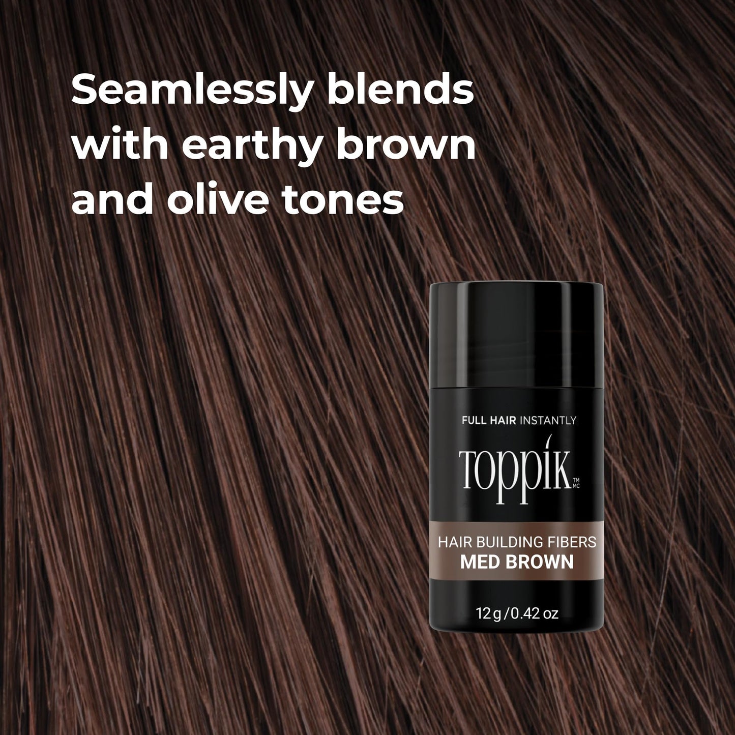 Toppik Hair Building Fibers, Medium Brown, 12g Fill In Fine or Thinning Hair, Instantly Thicker, Fuller Looking, 9 Shades for Men & Women, Keratin Protein Formula