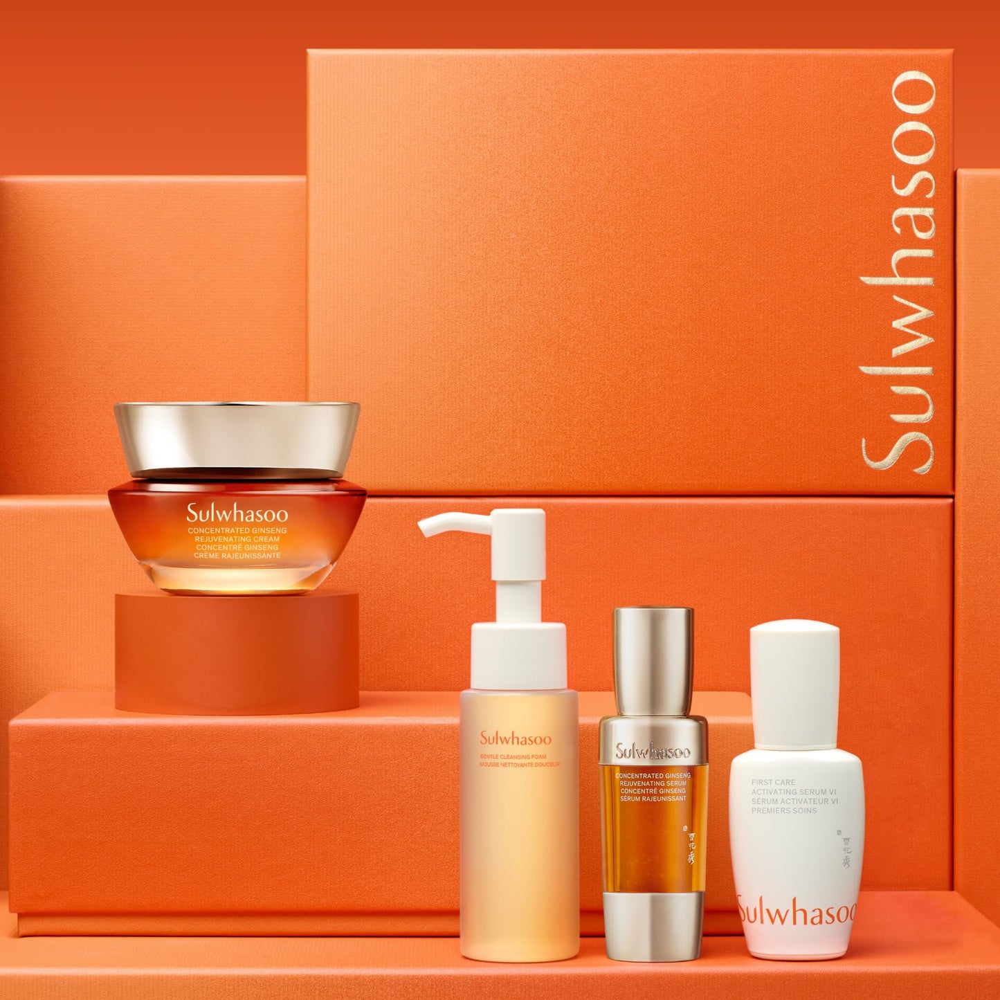 Sulwhasoo Concentrated Ginseng Rejuvenating Cream Set | Korean Ginseng-Powered Skincare 4-piece Anti-Aging Gift Set | Strengthens Skin Barrier | Visibly Improves Wrinkles | Includes Full-size Cream