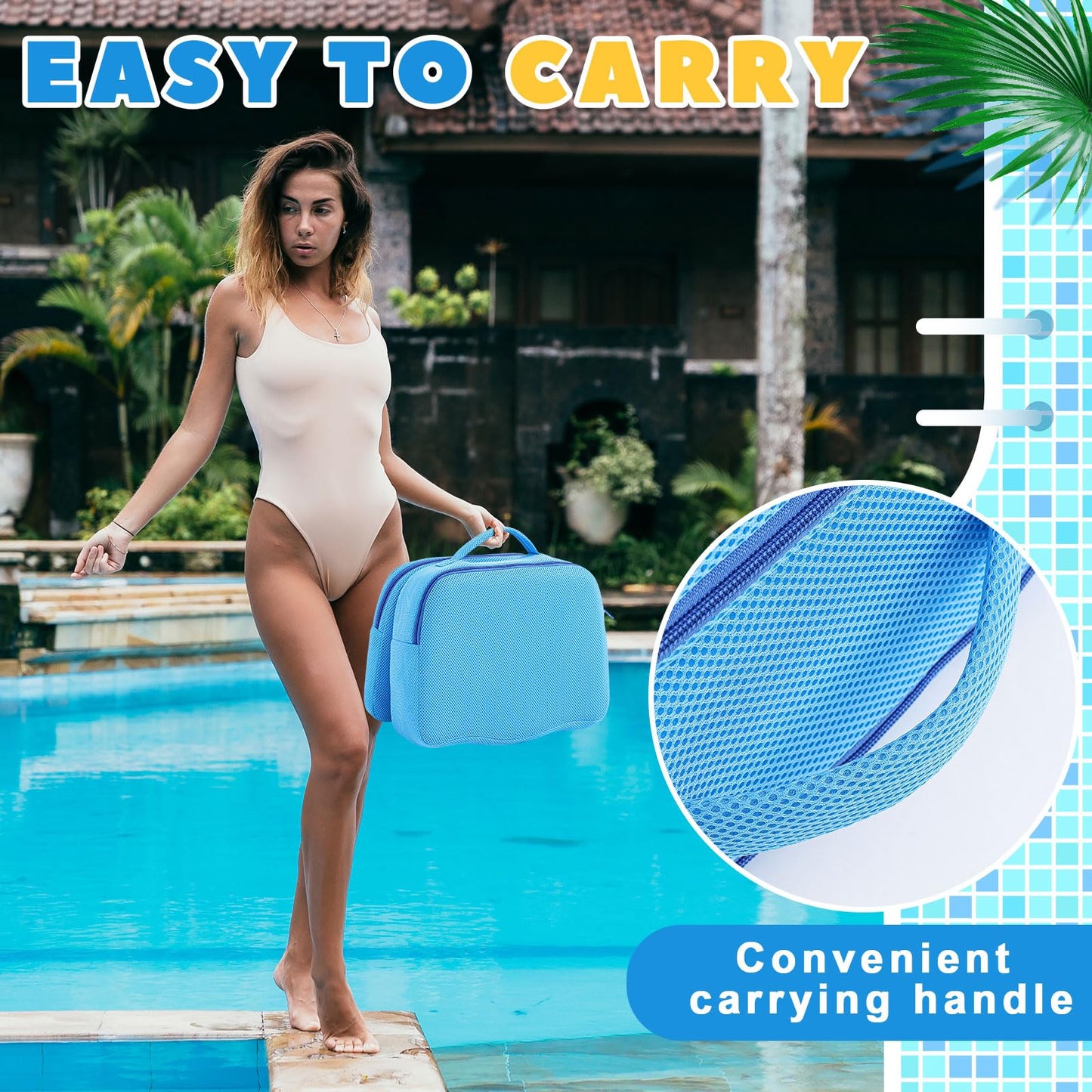 Yerliker 1 Pcs Foldable Hot Tub Booster Seat for Adults, Adjustable 2 Heights up to 6.3", Weighted Booster Seat 3D Air Mesh Hot Tub Accessories Quick Dry Micro Dot Non Slip for Spa Bathtub Pool