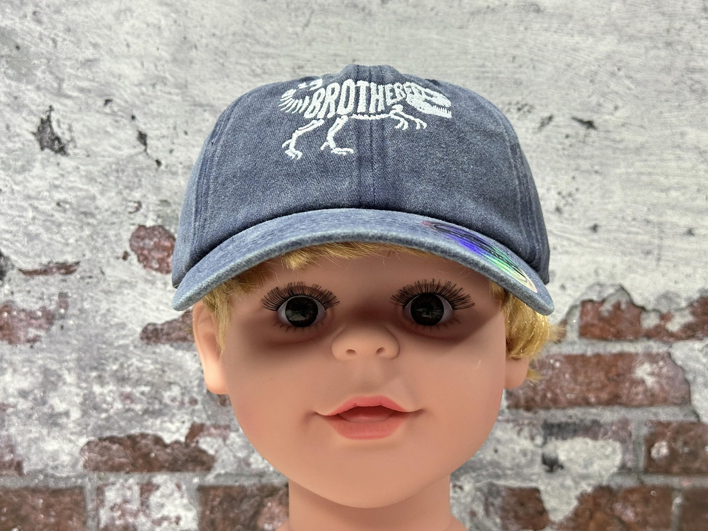 Hepandy Tyrannosaurus Hat for Big Brother, T-Rex Skeleton Bones Baseball Cap for Kids, Gift for Boys, Navy Blue Cotton Hat