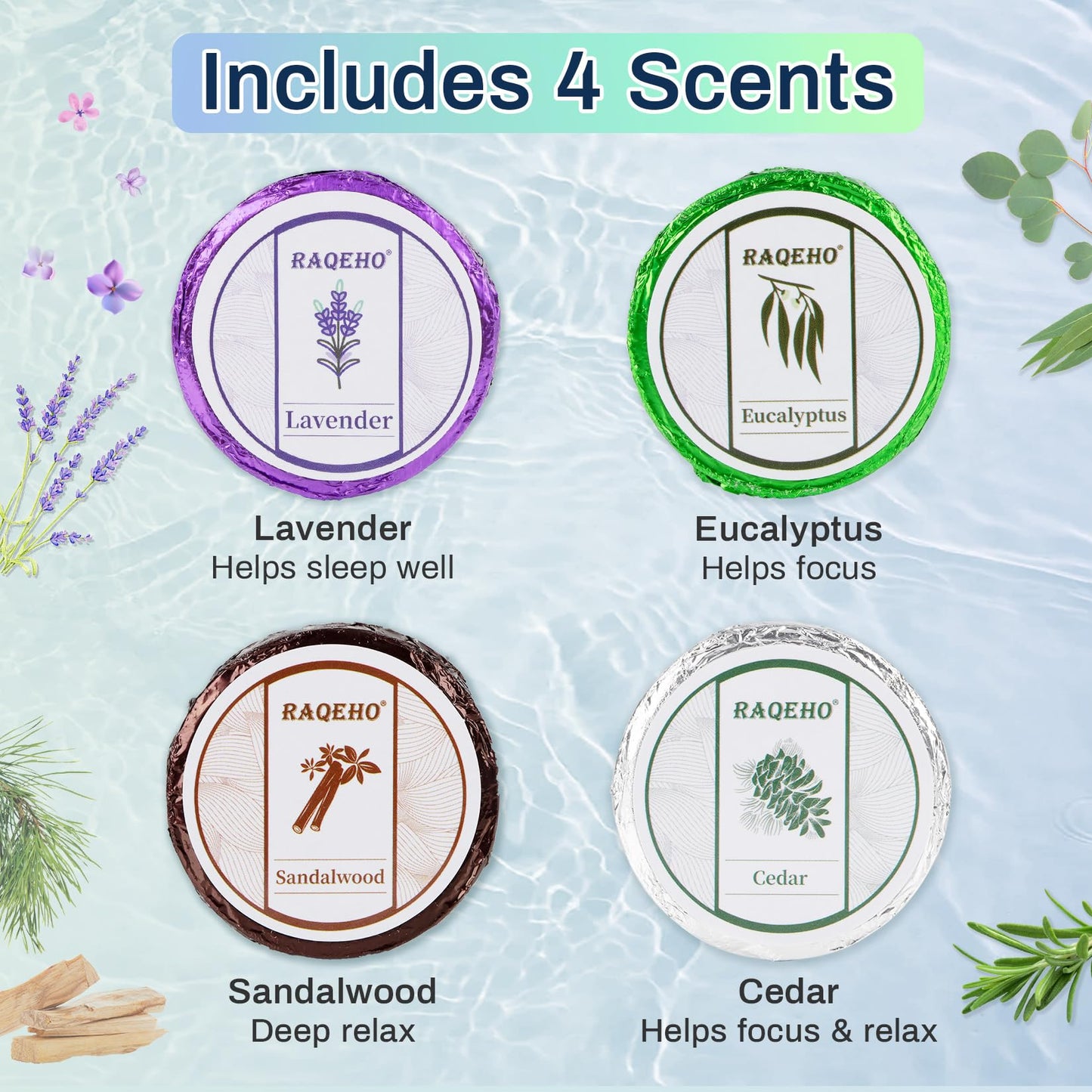 RAQEHO 8 Shower Steamers Aromatherapy - Relaxing Spa Steamers Self Care Body Relief Shower Bombs Essentials Eucalyptus Shower Tablets Stocking Stuffers Christmas Gifts White Elephant Gifts for Women