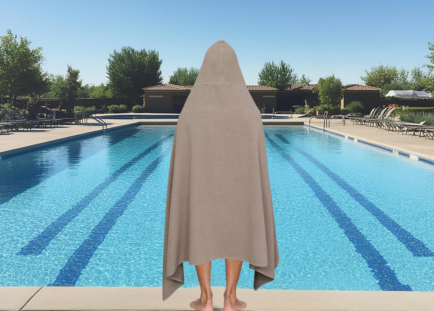 COTTON CRAFT Hooded Bath Towel – 2 Pack Oversized 35x70 Waffle Weave Towel with Hood for Adults - 100% Ringspun Cotton Pool Bath Sheet Wrap with Hood - Soft Super Absorbent Quick Dry – 450 GSM – Linen