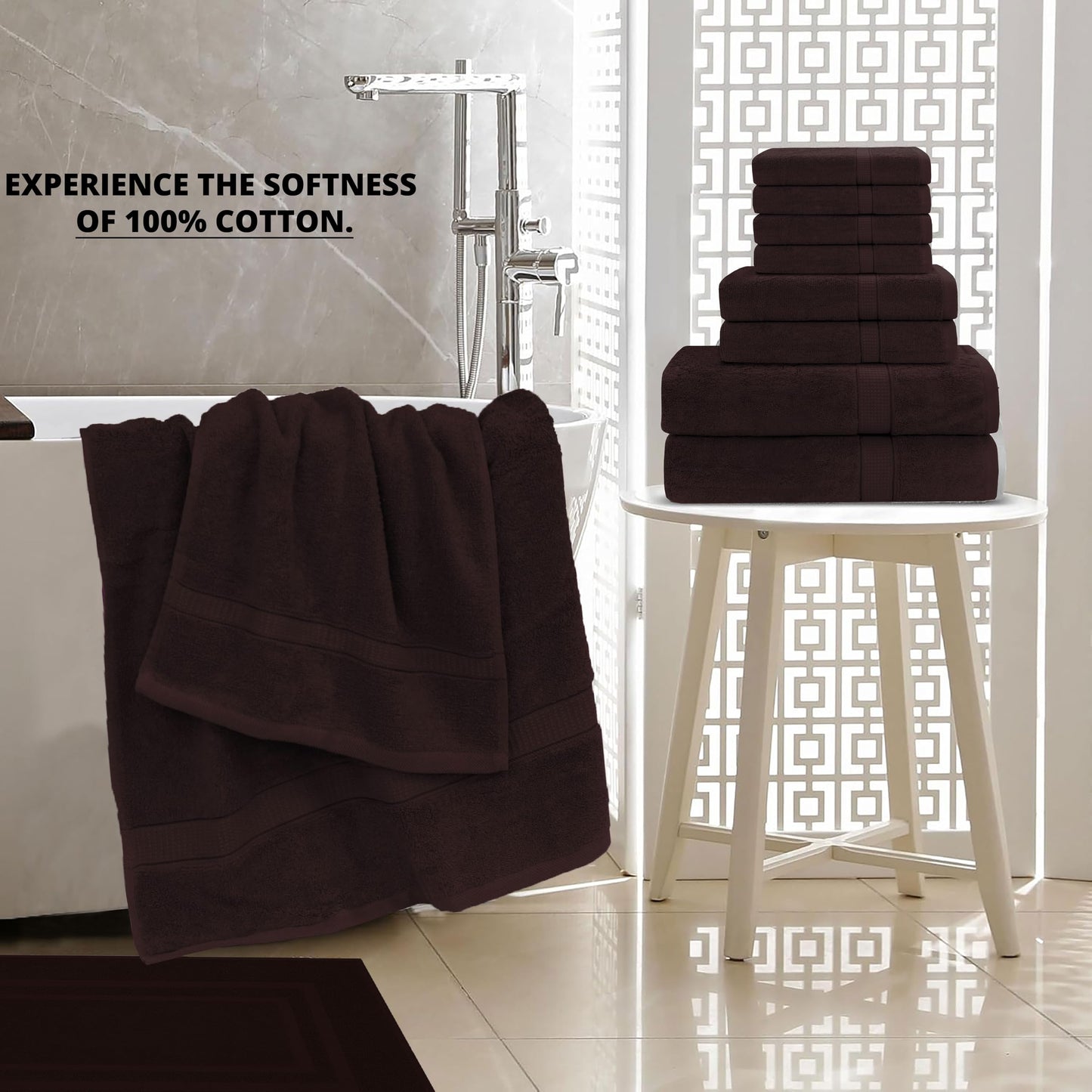GOLD TEXTILES Premium Brown 100% Cotton Bath Towels Set (6 Pack, 24 x 50 Inch) High Absorbency Multipurpose Quick Drying Pool Gym Hotel Spa Bath Towel (6, Brown)