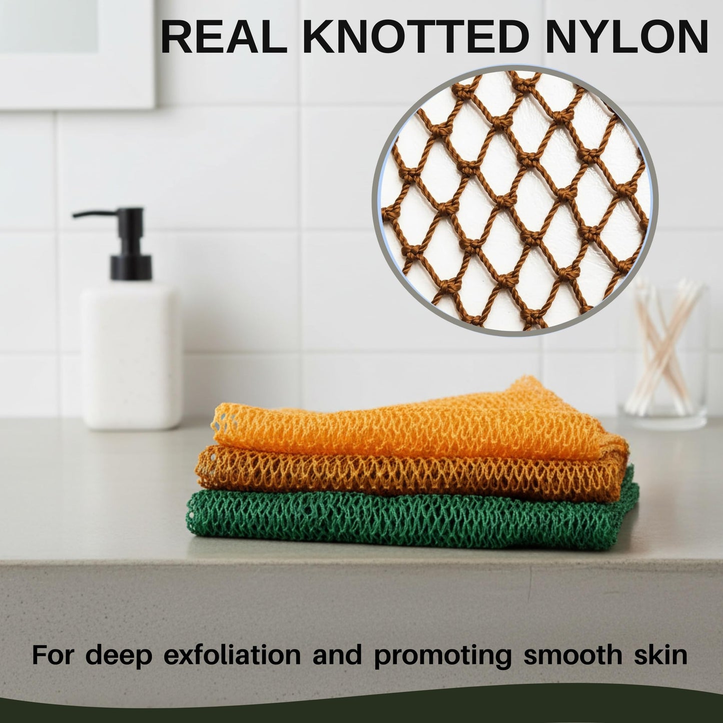 SUDNY Authentic African Net Sponge - 2 Pieces African Exfoliating Body Scrubber Bath Sponge - Daily Use & Quick-Dry Mesh for Smooth Skin - Real African Body Care Bathing Accessories |Green & Pink