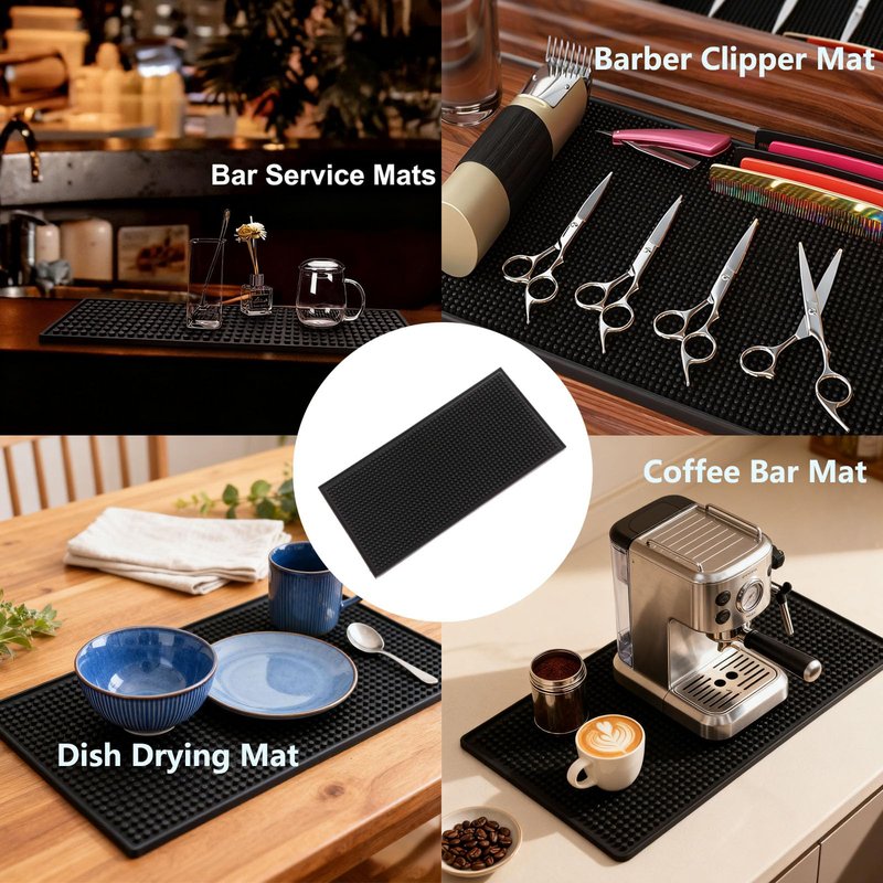 Barber Mat, 12x6 Inches Anti-Slip Flexible Rubber Station Mat for Clippers & Scissors Professional Countertop Protection Pad for Barber, Hair Salon Tools & Spa