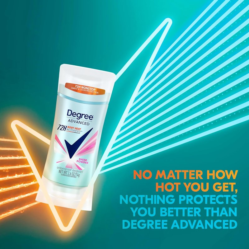 Degree Advanced Protection Antiperspirant Deodorant - Sheer Powder, 72-Hour Sweat & Odor Control, 2.6 oz (Pack of 2)