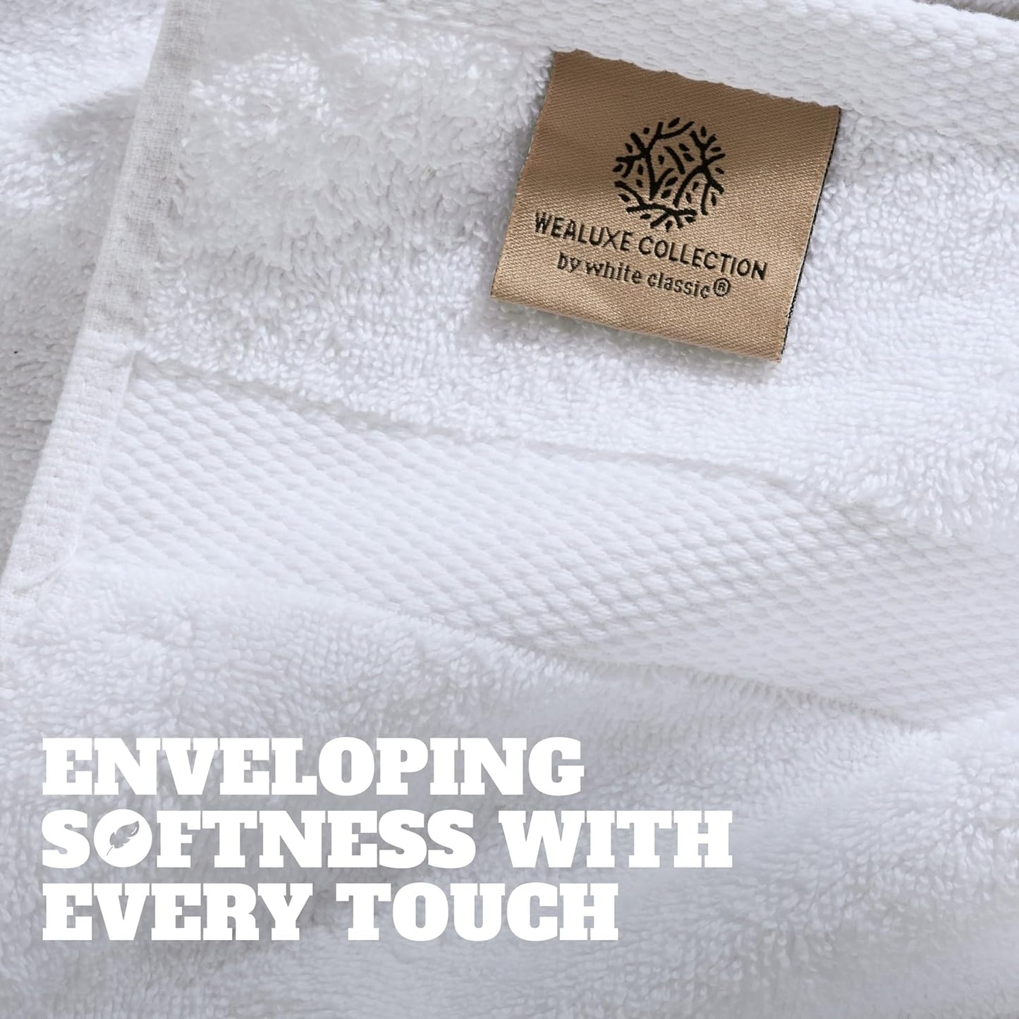 Wealuxe White Washcloths - 600 GSM 100% Ring-Spun Cotton, Highly Absorbent & Soft | 12 Pack, 12x12 Inches