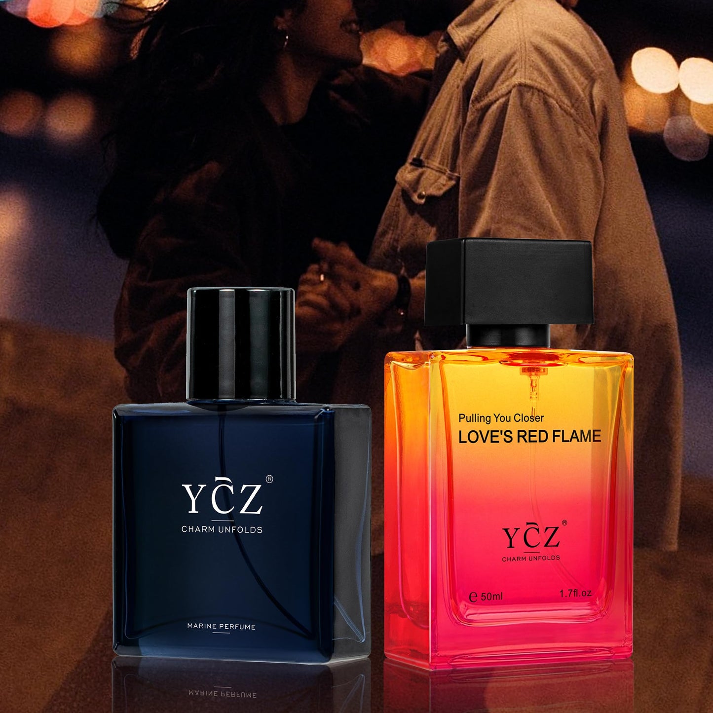 Ycz Eau de Parfum Ocean Fire Perfume Set, 1.7oz(50ml) Bottled 2pcs Men'S Luxury Perfume - Oriental Fresh And Long Lasting Floral Scent for Dating, Made for Men Valentine's Day Gift, Christmas Gifts