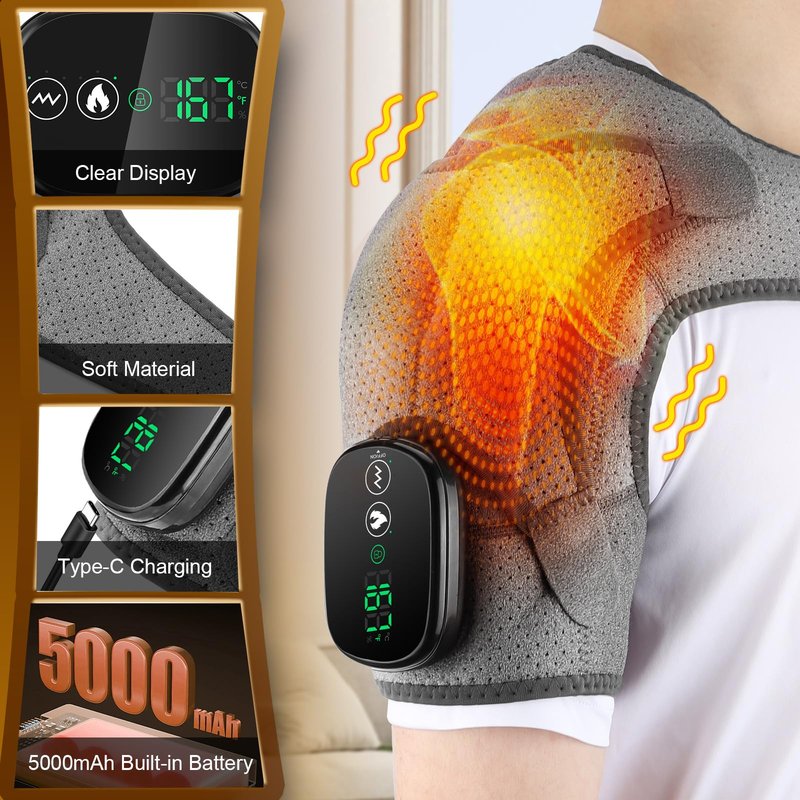 Shoulder Heating Pad, FSA Eligible Items List, Shoulder Massager for Pain Relief Deep Tissue, Heated Shoulder Brace Wrap for Men Women, Rotator Cuff Heating Pad for Pain Relief