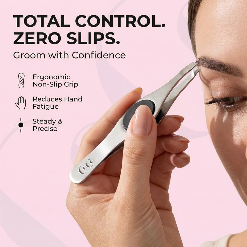 Coco’s Closet Tweezer for Eyebrows – Surgical grade Stainless Steel Slant Silver Tweezer - Precision for Ingrown Hair Removal