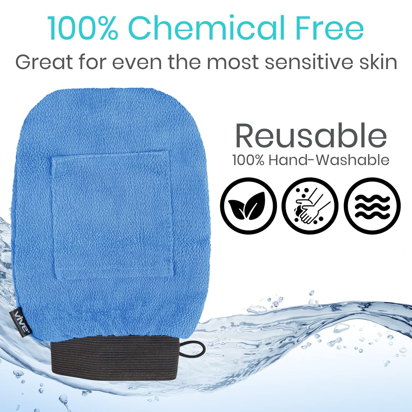 Vive Exfoliating Mitts for Body (4 Pack) - Scrub Gloves with Soap-Saver Pocket - Body Exfoliate Shower Dead Skin Remover - Deep Microdermabrasion Exfoliator for Kerastosis Pilaris - Premium