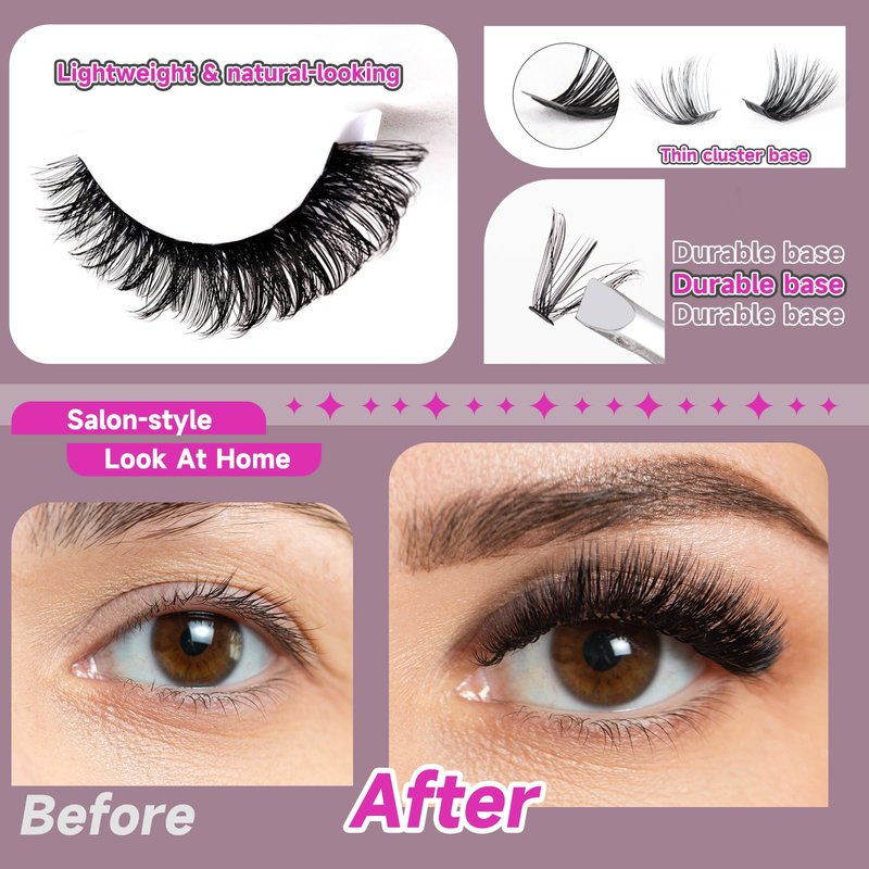 Ocean Pearl Lash Clusters 320pcs 3D Thick Lash Clusters kit 60D+80D Lashes,Eyelashes,Lash Extension Kit,Eyelash Clusters with lash adhesive+sealer+remover+tweezers,Lashes Clusters Eyelash Extensions
