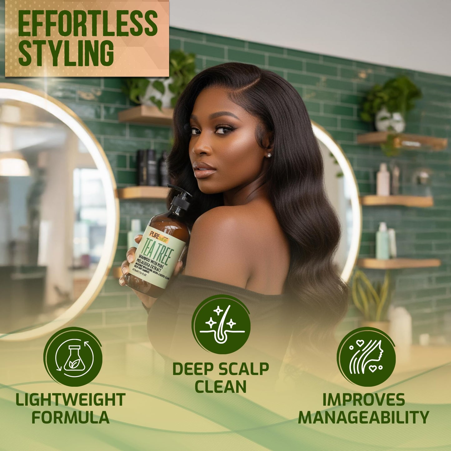 Tea Tree Shampoo - Sulfate Free, Anti Dandruff Deep Cleanse for Oily and Itchy Scalp - Buildup Remover - Professional Oily Hair Salon Formula - Paraben Free Shampoo for Women and Men - 16 Fl Oz