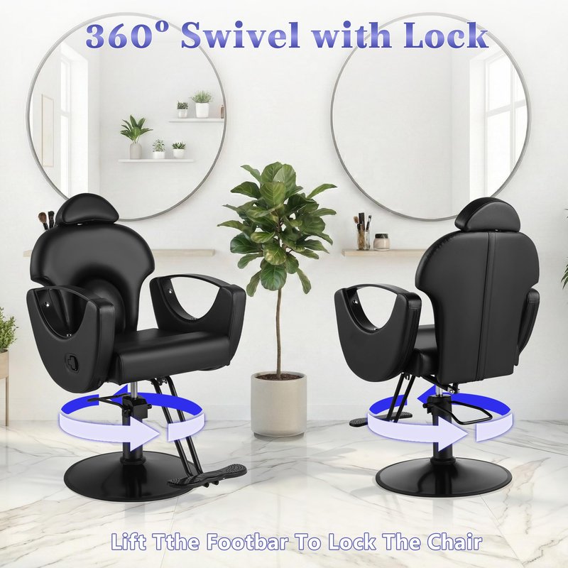 Hicomony Salon Barber Chair, Hydraulic Pump Height Adjustable Hair Styling Chair, Professional Reclining Hair Chairs,360° Swivel All-Purpose Beauty Chair for Home, Spa & Salon Equipment