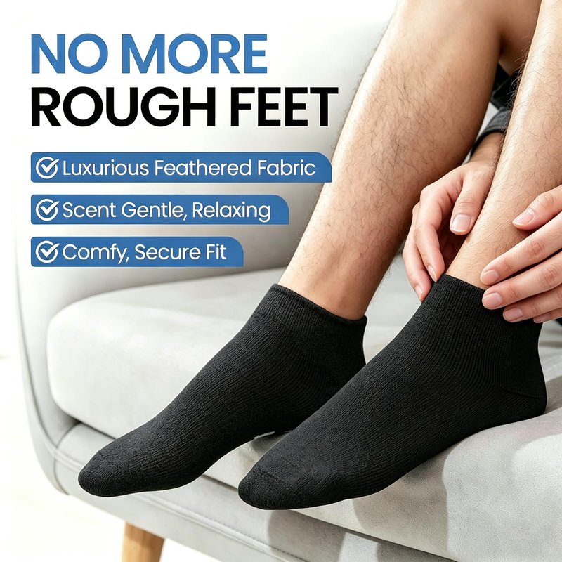 Silicone Moisturizing Socks for Women Men Large- 2Pairs Foot Moisturizer Socks for Dry Cracked Feet- Black Aloe Spa Moisture Hydrating Foot Care Socks (L Up to Size 12)