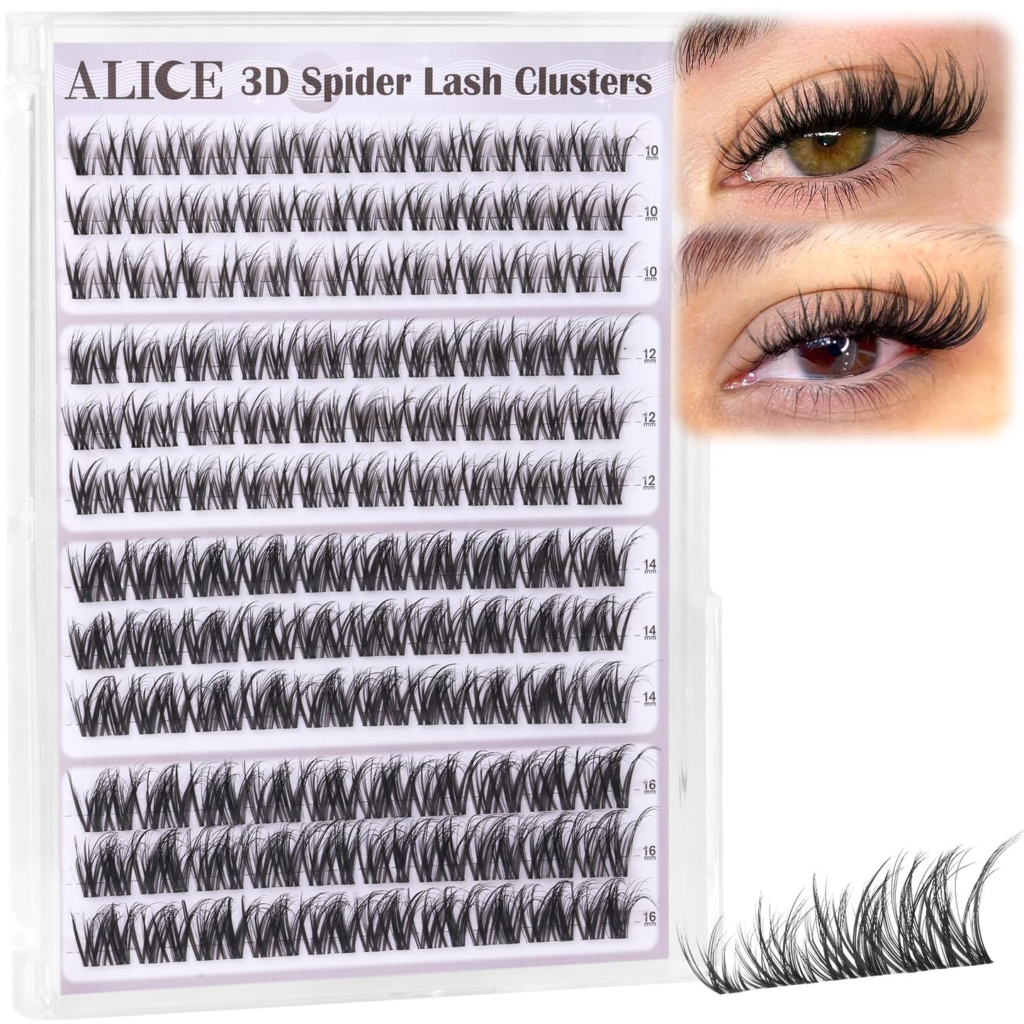 Spider Lash Clusters - 3D Wispy Volume Eyelash Extensions | Thin Band Individual Lashes 10-16mm