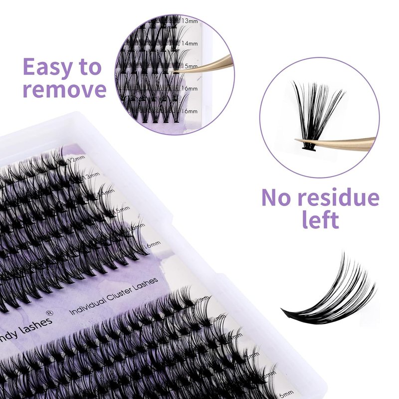 DIY Lash Clusters - Natural Fluffy Wispy Waterproof Extensions | 240 PCS, Mixed D Curl 12-16mm