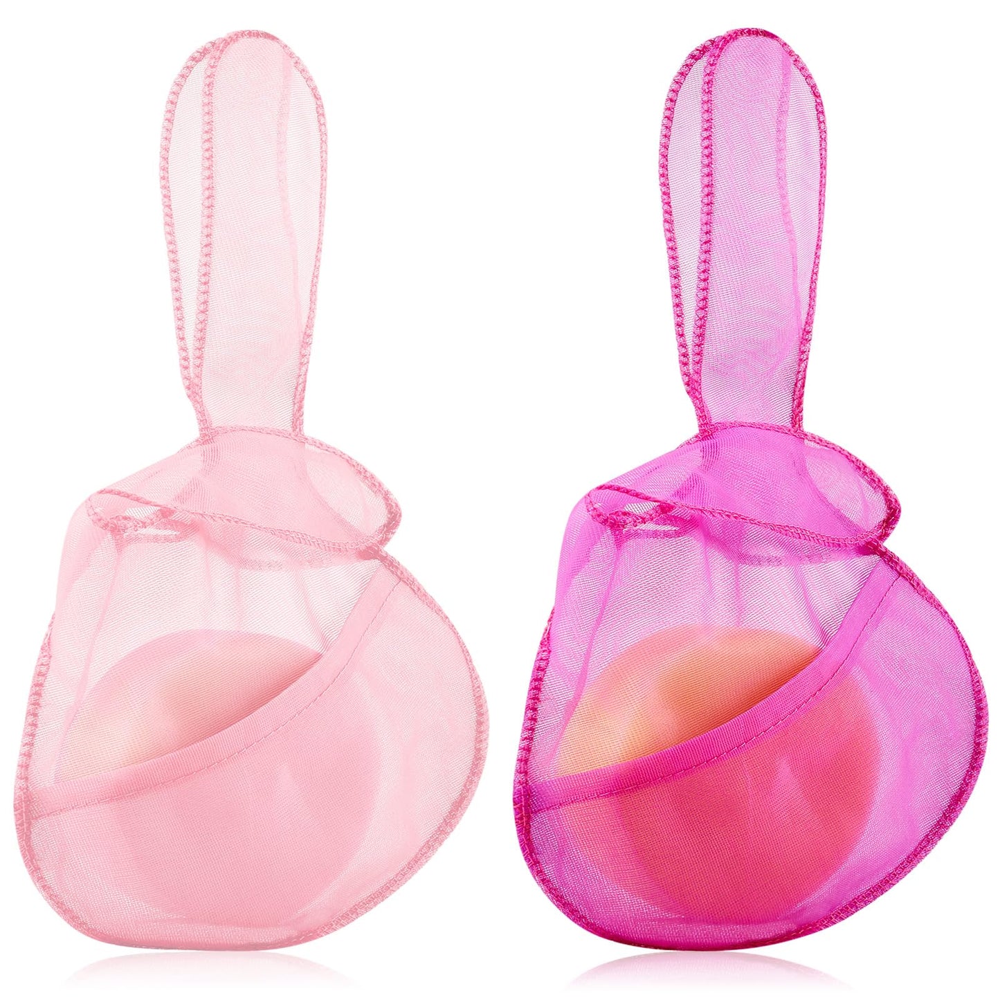 Nuanchu 2 Pcs Shampoo Bar Holder Bag Soap Saver Bag Beauty Shampoo Conditioner Bar Pouch Rabbit Shape Travel Soap Holder Loofah Bubble Foam Net Savers (Light Pink, Rose Pink,L)