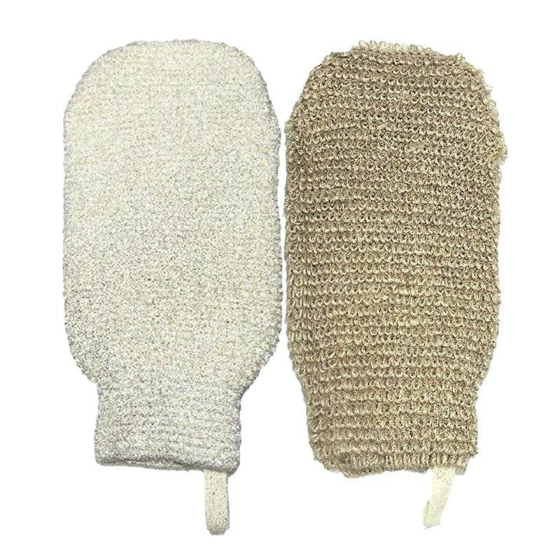 2-Pack Loofah Exfoliating Glove - Natural Hemp Shower Mitts for Body Scrub and Cleansing, Soft Loofah Gloves for Women & Men, Removes Dead Skin & Boosts Circulation
