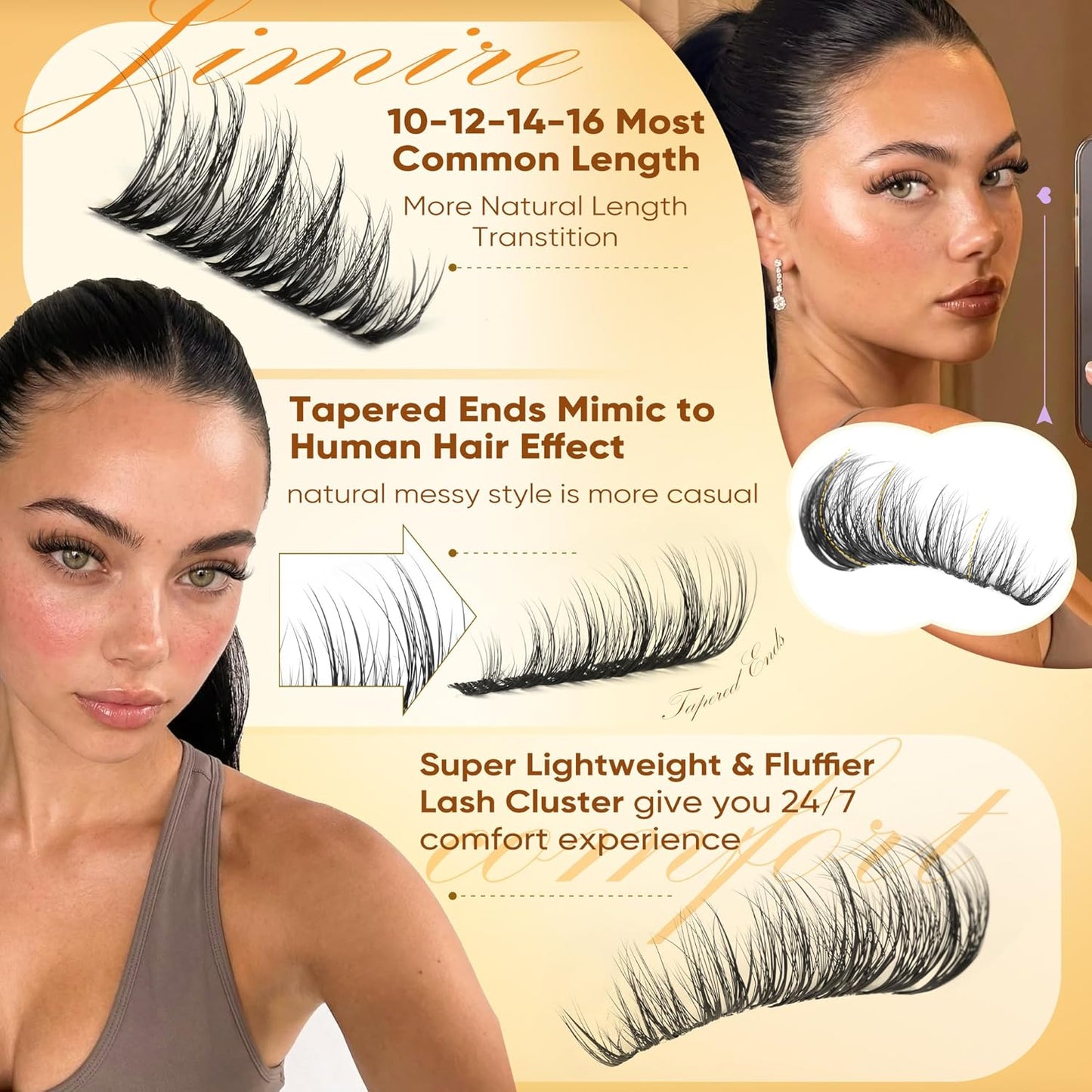 Spider Lash Clusters - Wispy Natural Eyelash Extensions | Fluffy CC Curly Lashes 10-16MM, 160 Pcs for Stunning Makeup
