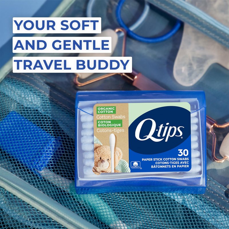Q-tips Organic Cotton Swabs, Travel-Size 10-Pack – Household Essentials, Beauty & Personal Care, 30 Ct Ea