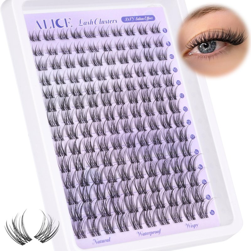 ALICE Natural Lash Clusters Lash Extensions Invisible Band Waterproof 8-16mm Cluster Eyelash Extensions Wispy Eyelash Clusters Individual Lashes Cluster Lashes
