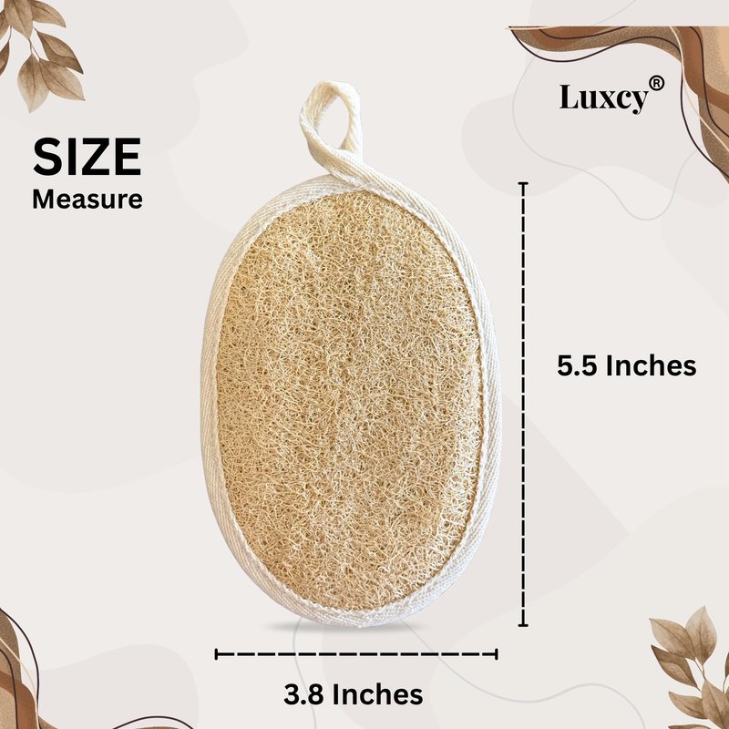 Luxcy Natural Loofah Body Scrubber – Egyptian Shower Sponge for Women & Men, 100% Plant-Based Luffa, Gentle Exfoliating Pads for Bath or Shower, (3 Pack)