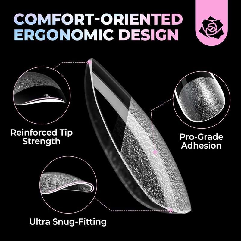 Oval Gel Nail Tips - 300PCS Pre-Etched Clear Acrylic | Short Almond Press-On Nails for Easy DIY Salon Use