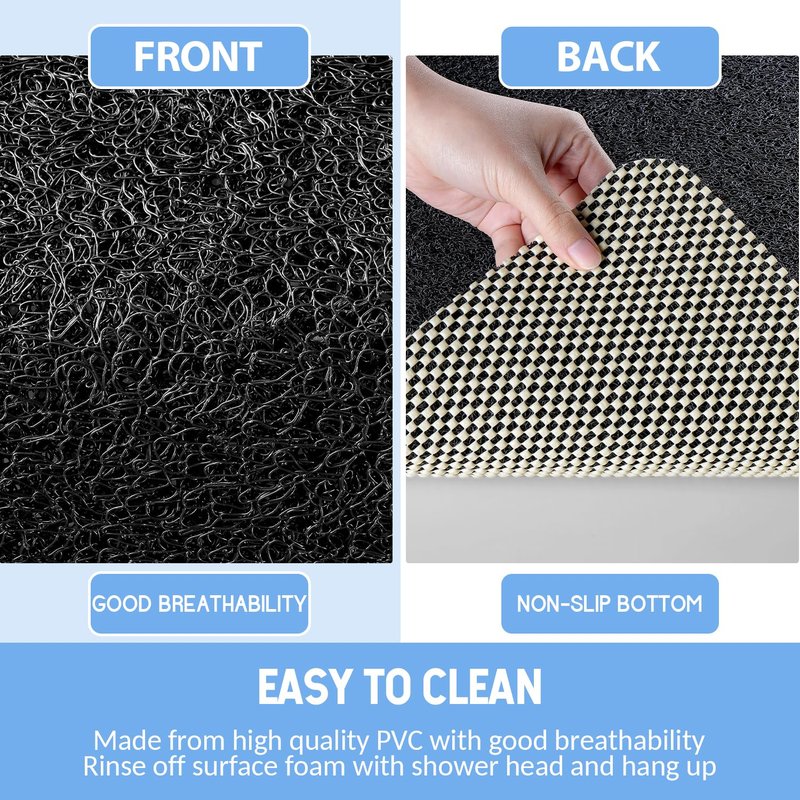 Hargiis Non-Slip Bathtub Mat, Anti Slip Shower Mat, Fast Drying Bathtub Mats, Foot Scrubber Mat, Anti Slip Mat for Tub, Floor, Bathroom, Kitchen, Home, Hotel (Black 36"×24")