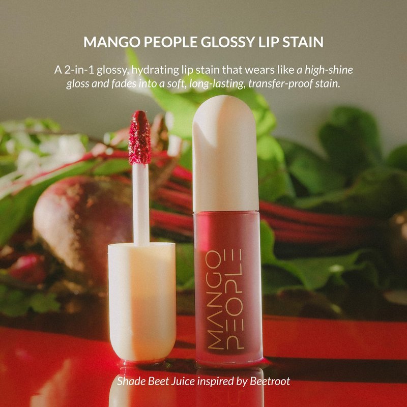 Mango People Hydrating Glossy Fruit Lip Stain, 2-in-1 Gloss to Long Lasting Stain, Tint & Oil Stain, Lightweight Lip Makeup with High-Shine Finish for Soft, Smooth and Nourished Lips, Beet Juice